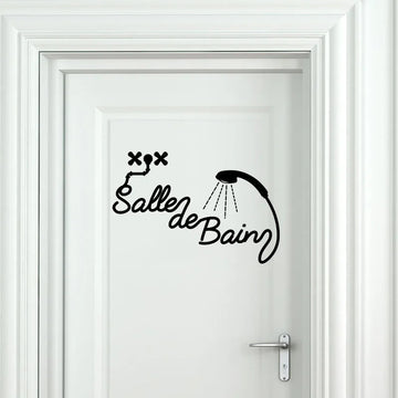 Bathroom Door Sticker – Elegant French Design