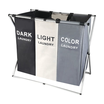 BébyBox - Panier à Linge Pliable 3 Compartiments – Imperméable & Multifonction pour Linge, Couches et Jouets