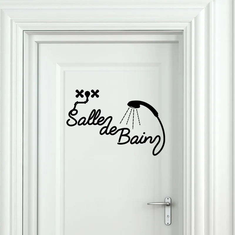 Bathroom Door Sticker – Elegant French Design