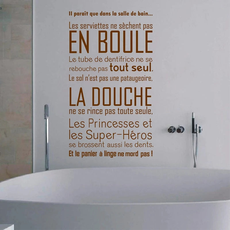Décolia – Sticker mural salle de bain en vinyle | Citations françaises modernes pour une déco élégante