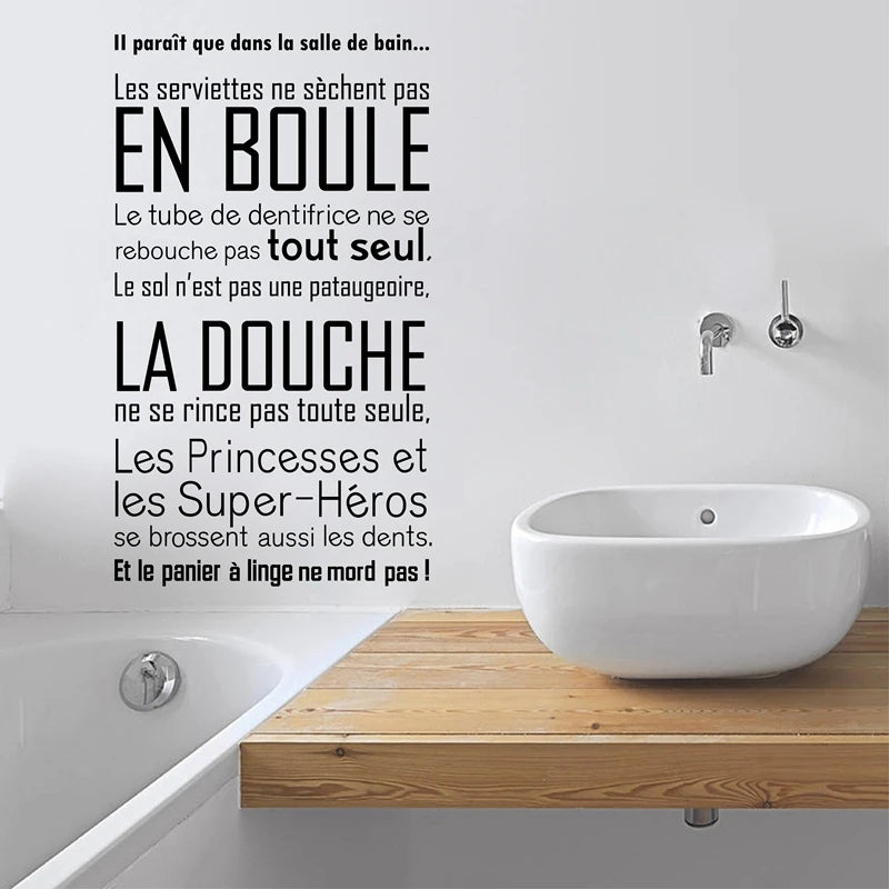 Décolia – Vinyl Bathroom Wall Sticker | Modern French Quotes for Elegant Decor