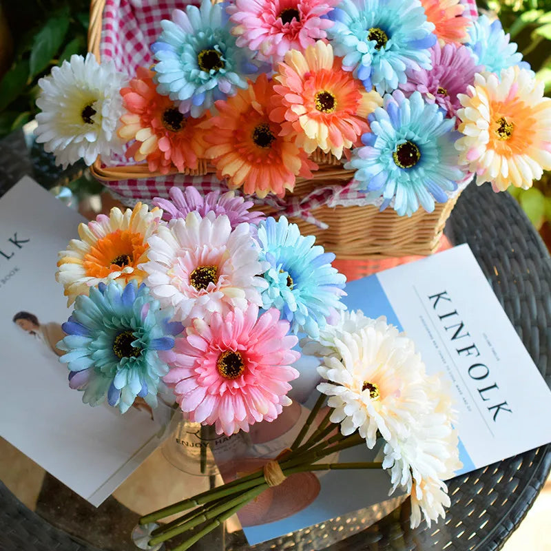 Fleurs Artificielles en Soie Gerbera – Lot de 1, 3 ou 6 Marguerites Déco pour Maison, Table ou Événement