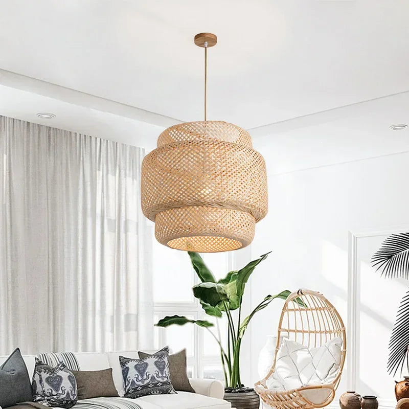 Suspension Moderne en Bambou Fait Main – Luminaire Déco Naturel pour Salle à Manger, Salon ou Chambre