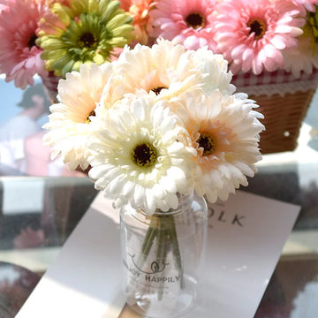 Fleurs Artificielles en Soie Gerbera – Lot de 1, 3 ou 6 Marguerites Déco pour Maison, Table ou Événement