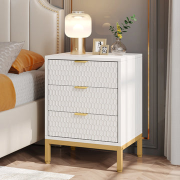 Hexavia – Table de chevet moderne 65,5 cm avec 3 tiroirs | Bout de canapé design avec rangements intégrés